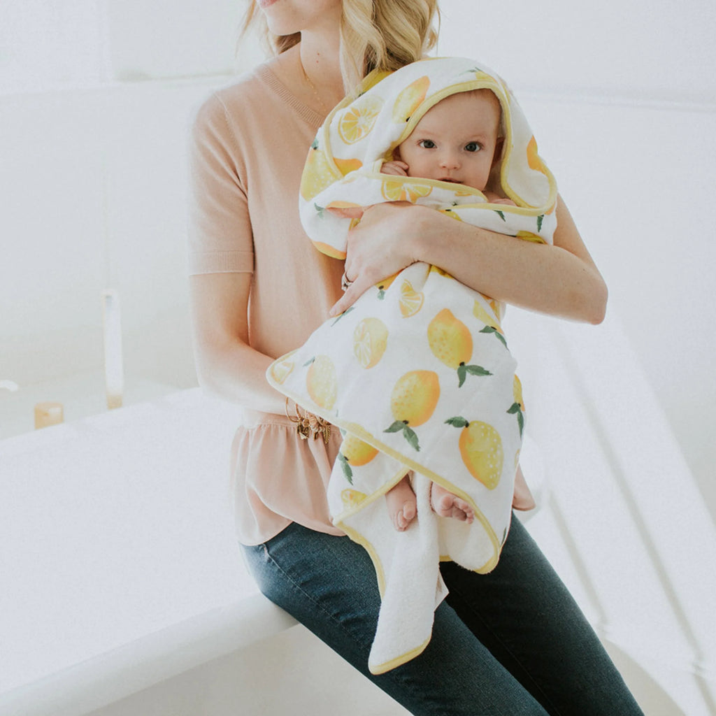 Cotton Hooded Infant Towel- Lemon