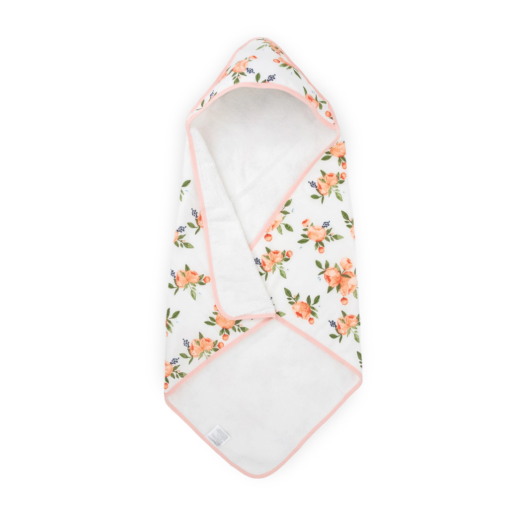Cotton Hooded Infant Towel- Watercolor Roses