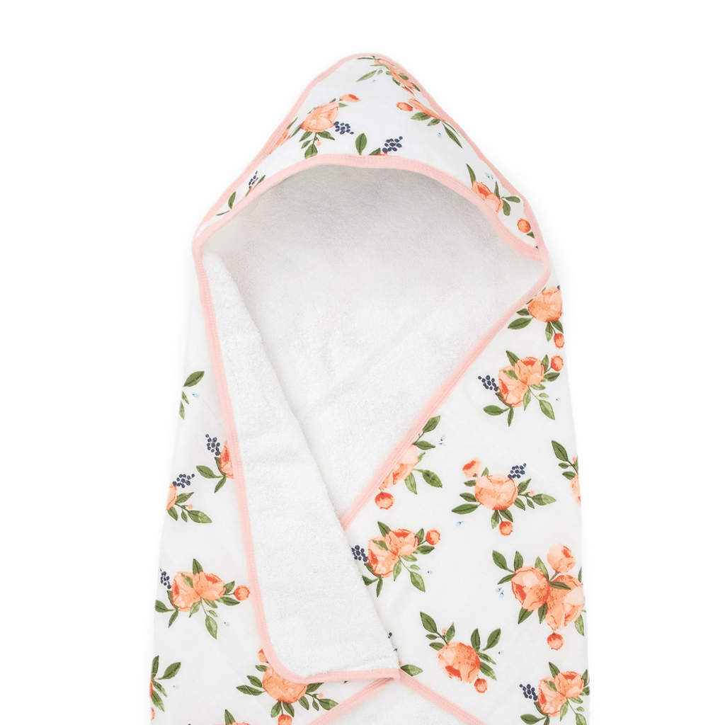 Cotton Hooded Infant Towel- Watercolor Roses