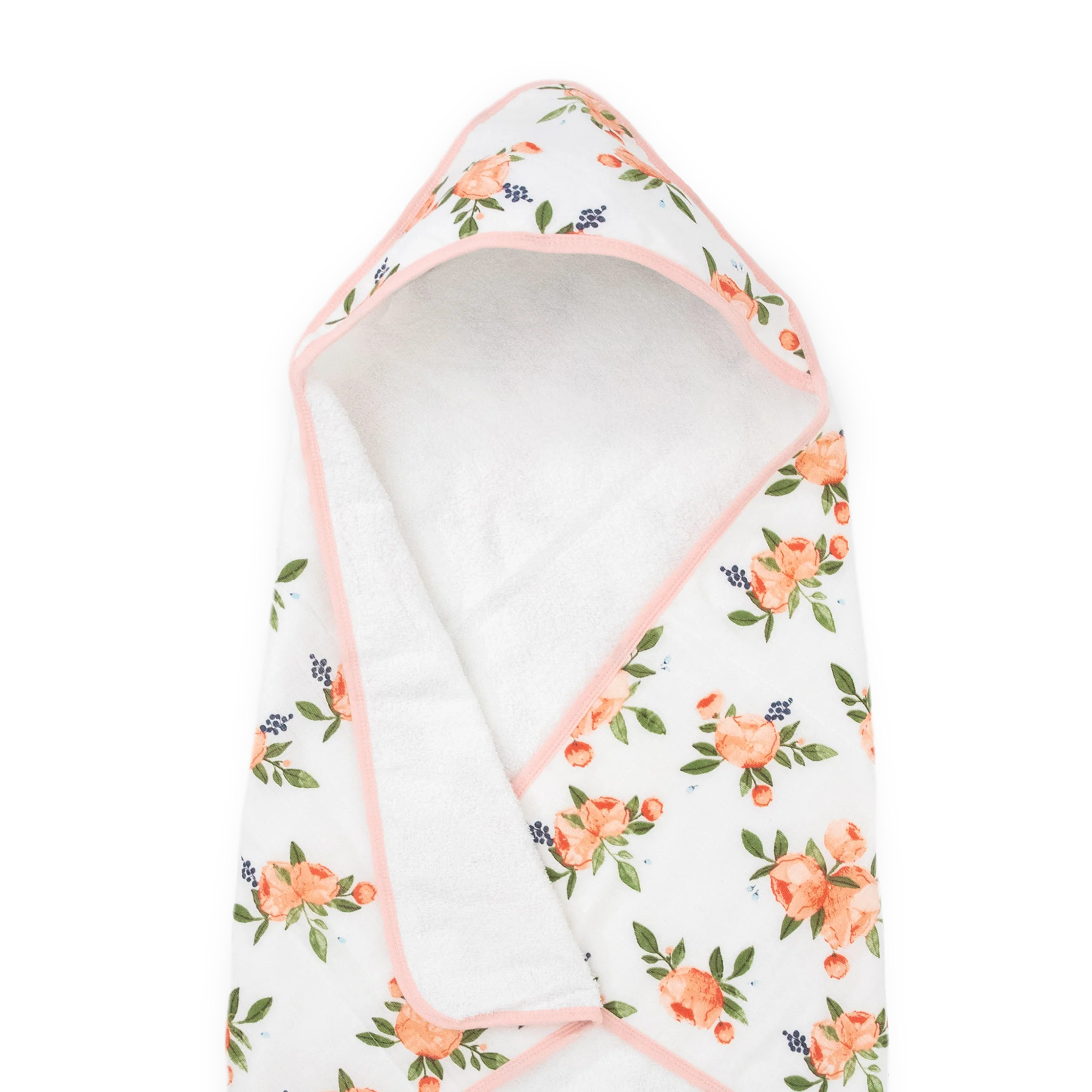 Cotton Hooded Infant Towel- Watercolor Roses