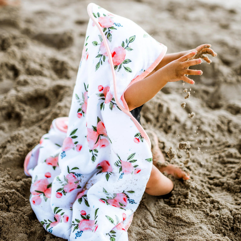 Cotton Hooded Infant Towel- Watercolor Roses