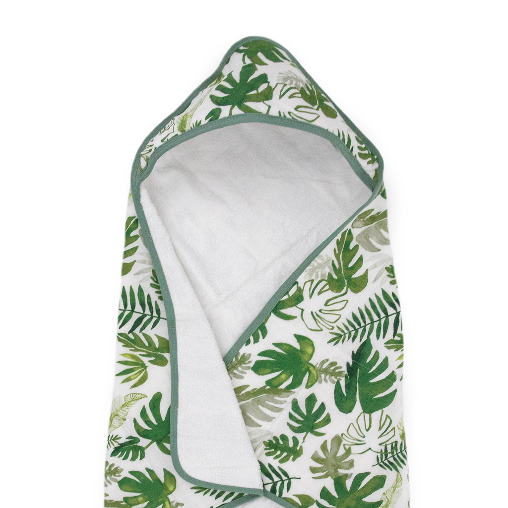 Cotton Hooded Infant Towel- Tropical Leaf