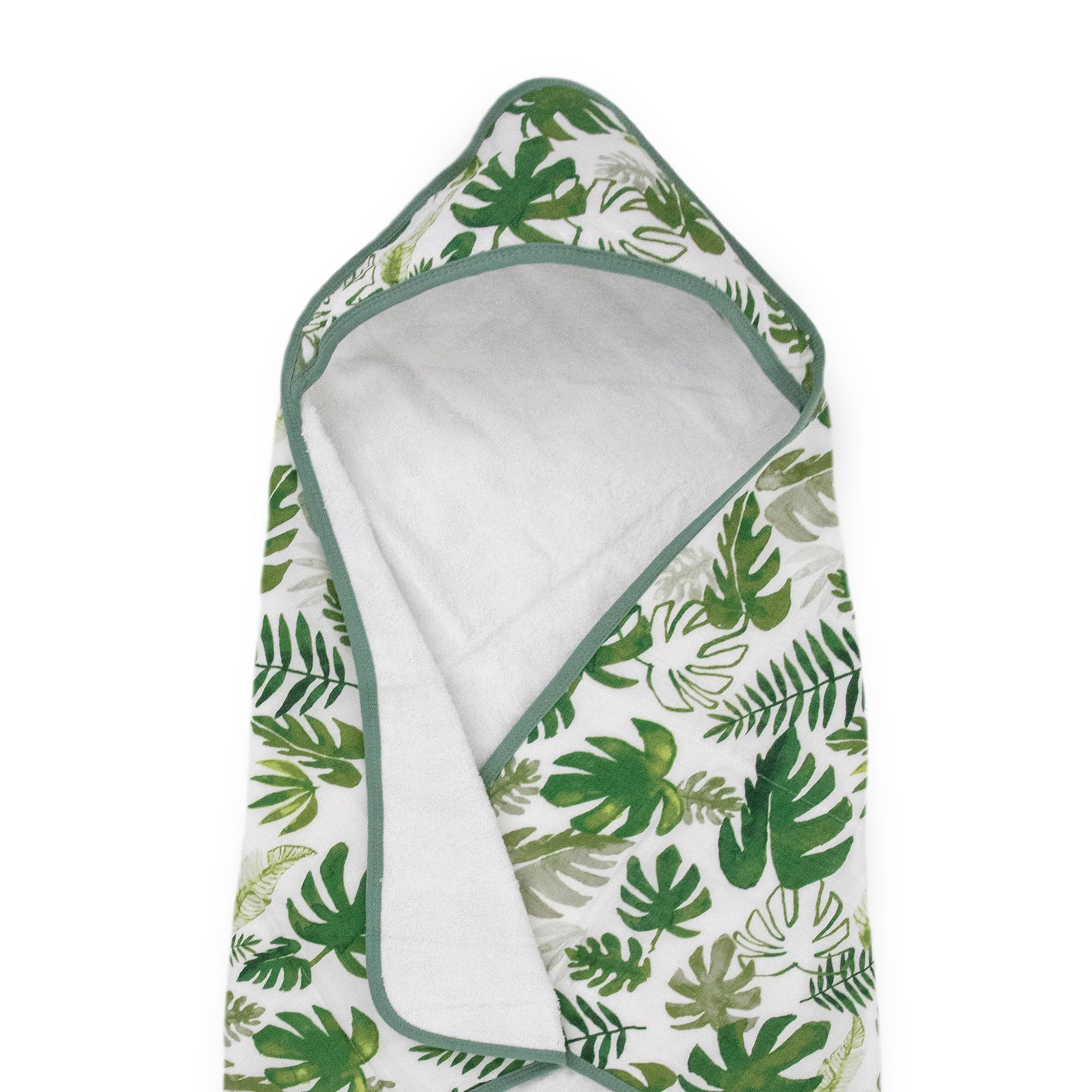Cotton Hooded Infant Towel- Tropical Leaf