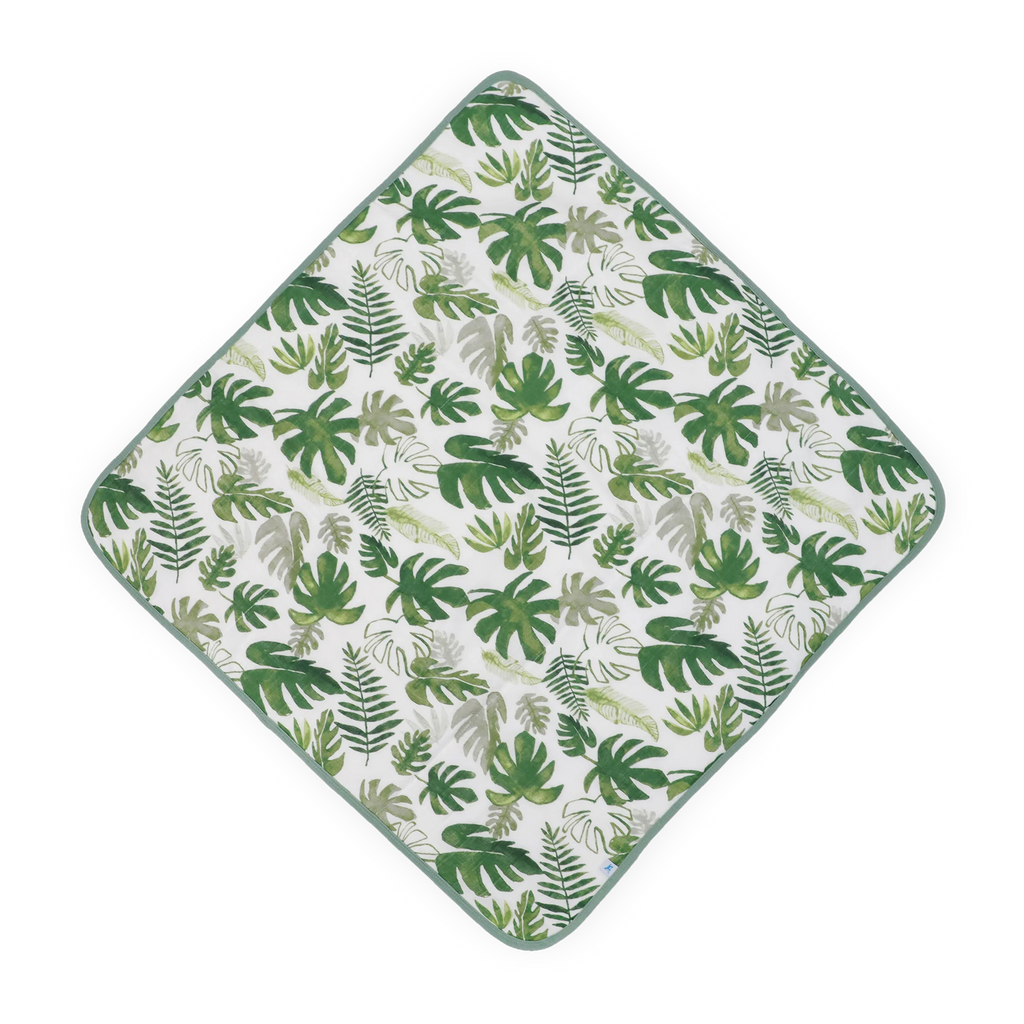 Cotton Hooded Infant Towel- Tropical Leaf
