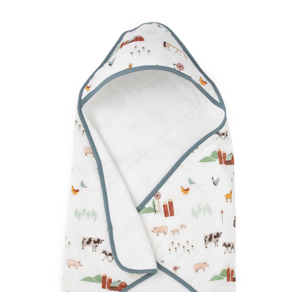 Cotton Hooded Infant Towel- Farmyard