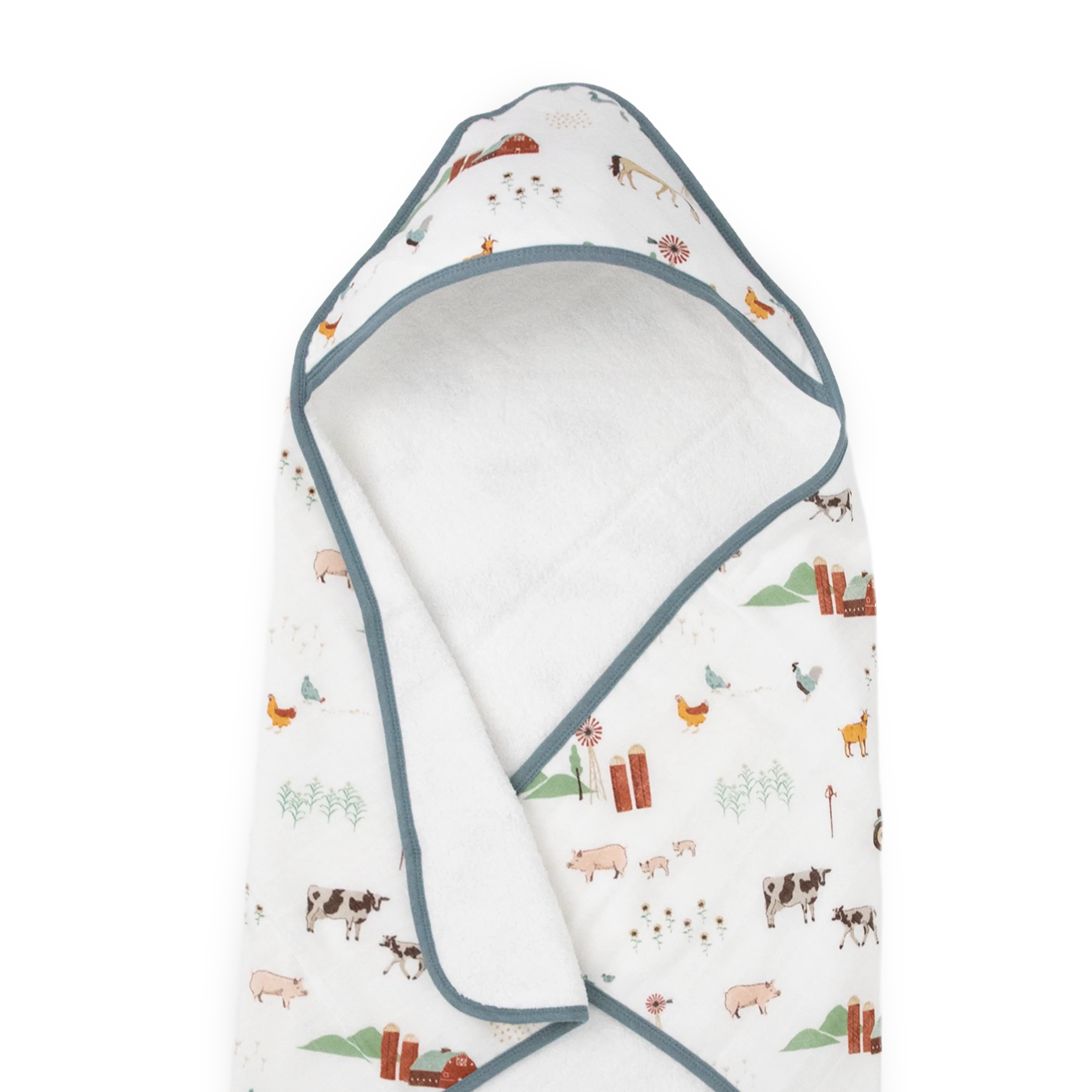 Cotton Hooded Infant Towel- Farmyard