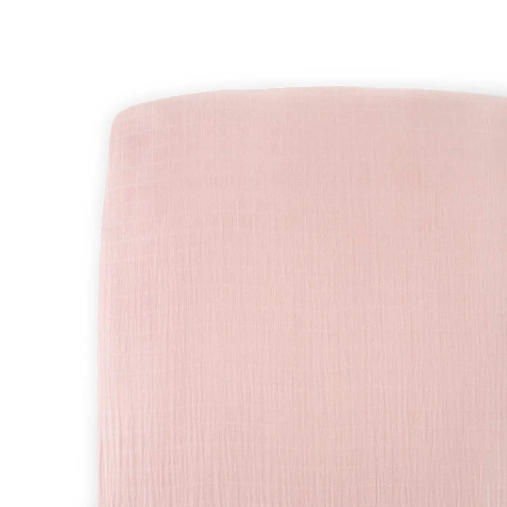 Cotton Muslin Crib Sheet- Light Pink