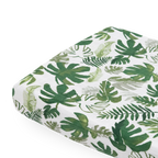 Cotton Muslin Changing Pad Cover- Tropical Leaf