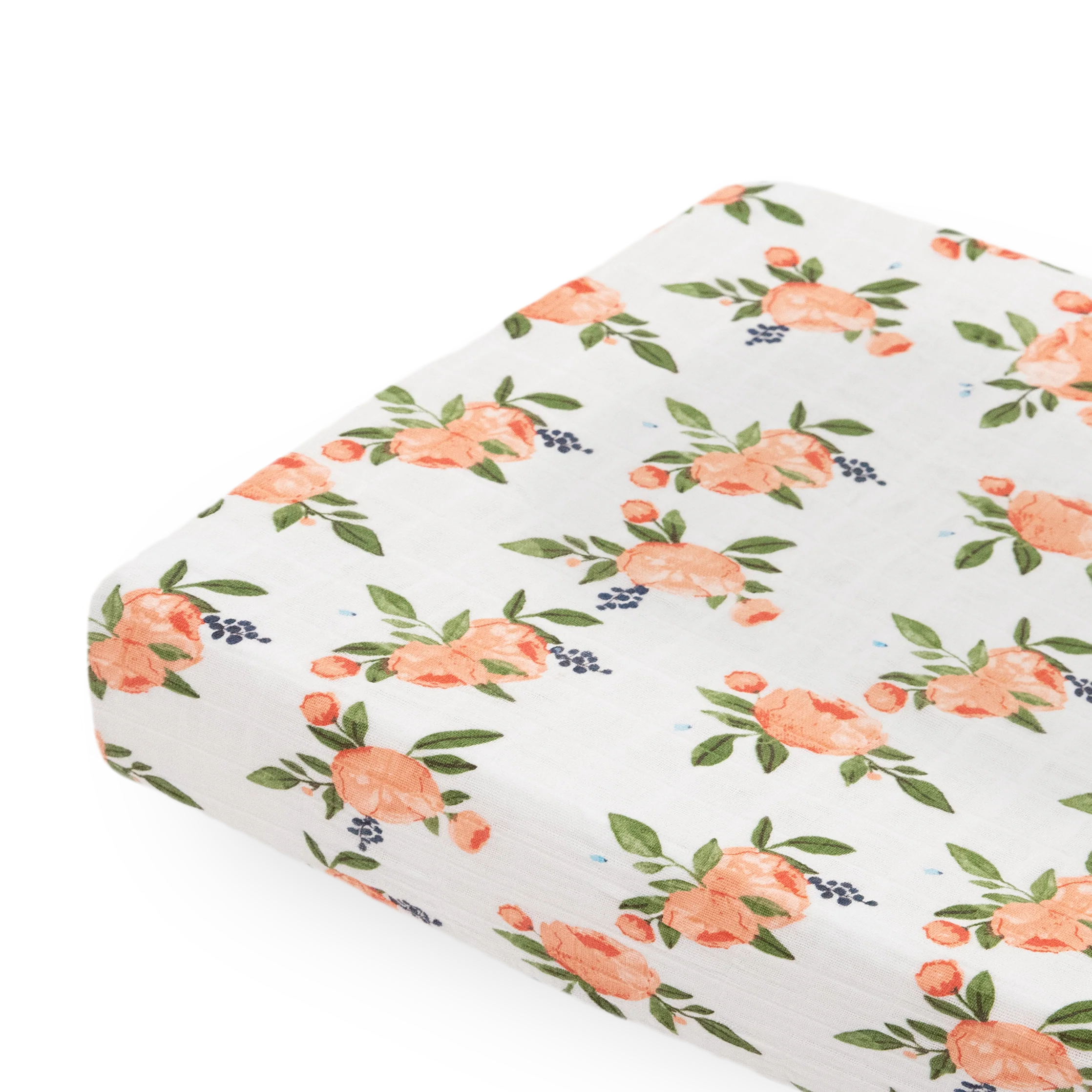 Cotton Muslin Changing Pad Cover- Watercolor Roses