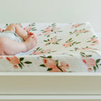 Cotton Muslin Changing Pad Cover- Watercolor Roses