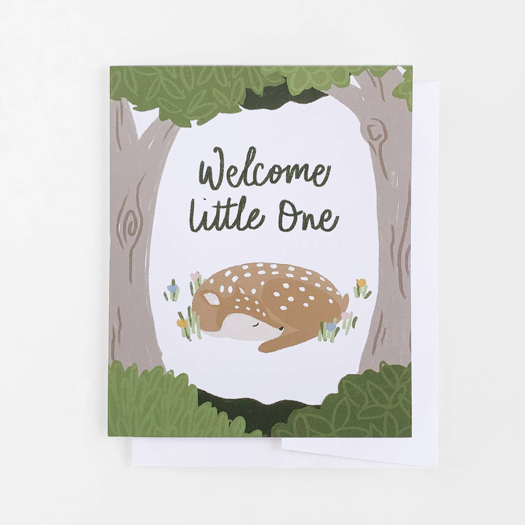 Greeting Card Welcome Little One Deer Baby Newborn Gift