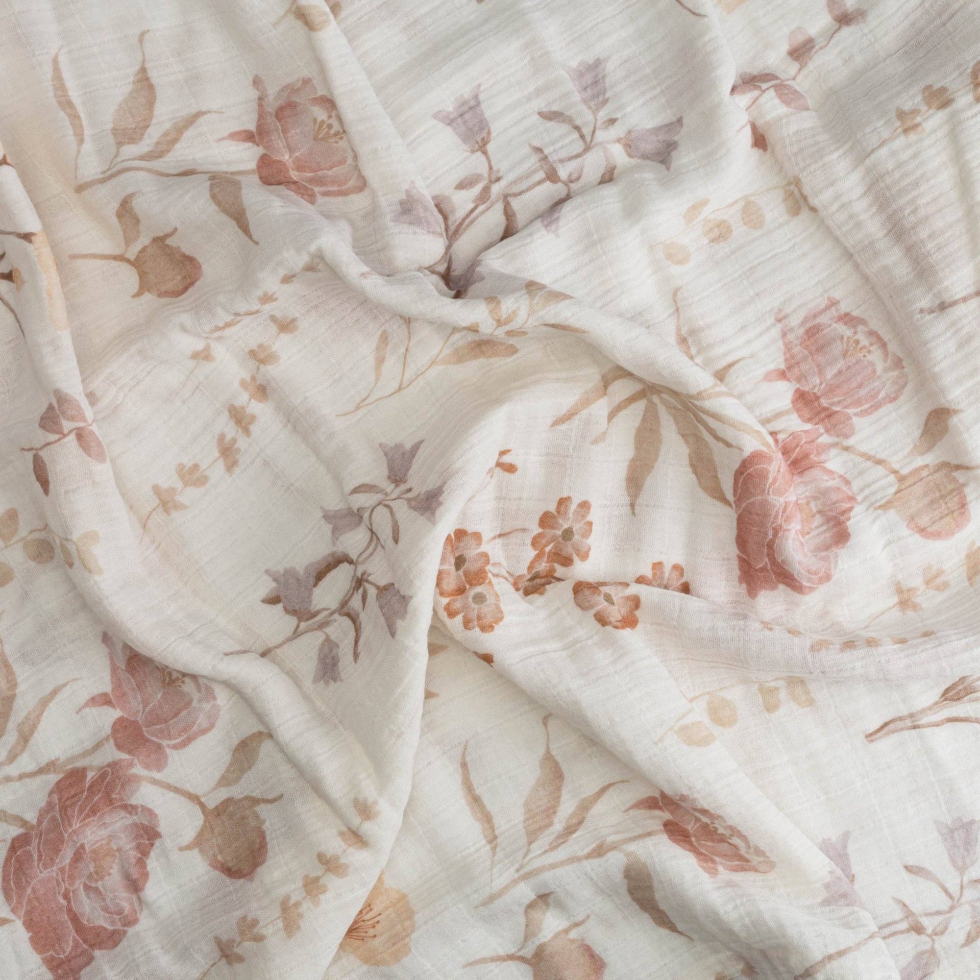 Violet Floral 100% Cotton Muslin Swaddle Blankets (Set of 3)