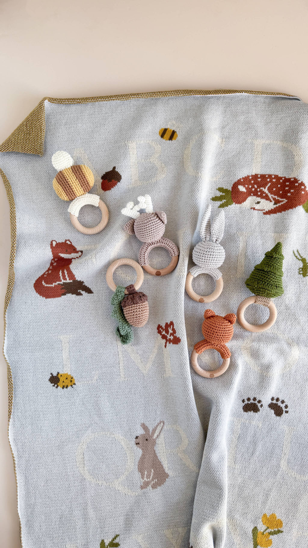 Teether Bee Cotton Crochet Rattle Spring Summer Baby Toy