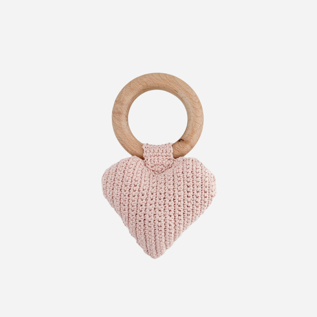 Teether Heart Cotton Crochet Rattle Baby Toy Easter Spring