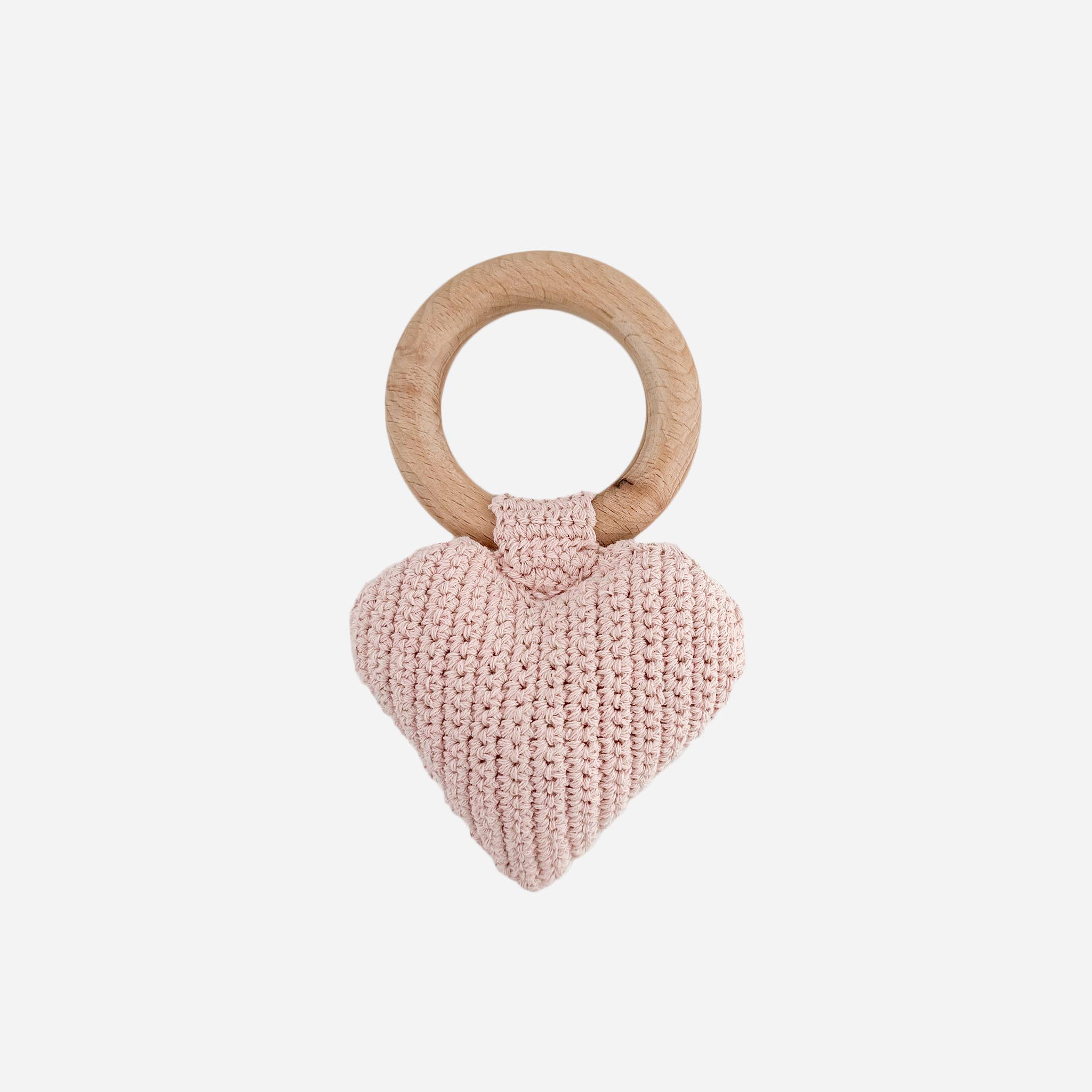 Teether Heart Cotton Crochet Rattle Baby Toy Easter Spring