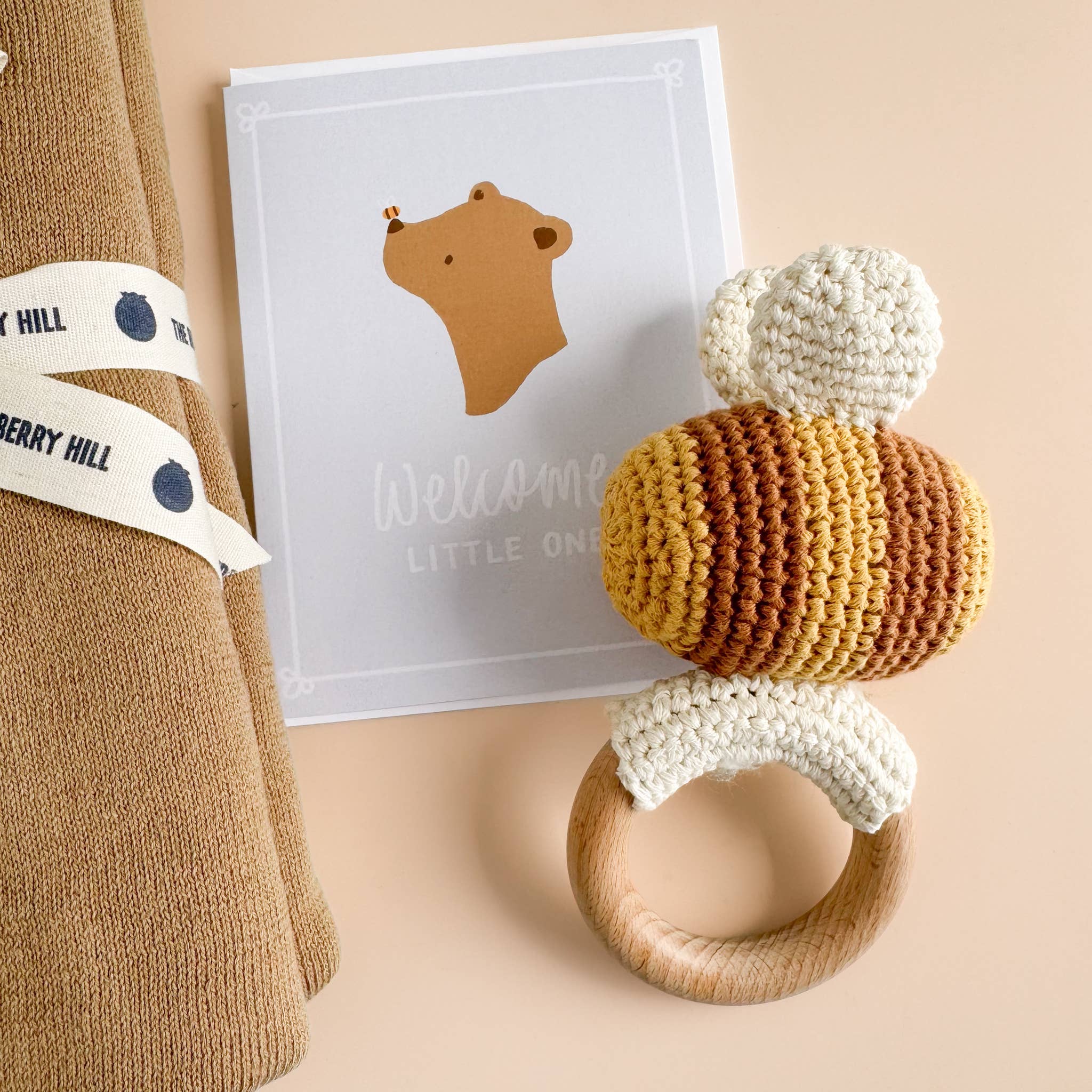 Teether Bee Cotton Crochet Rattle Spring Summer Baby Toy