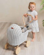 Handcrafted - Colette Doll Stroller (White) - Rattan Wicker
