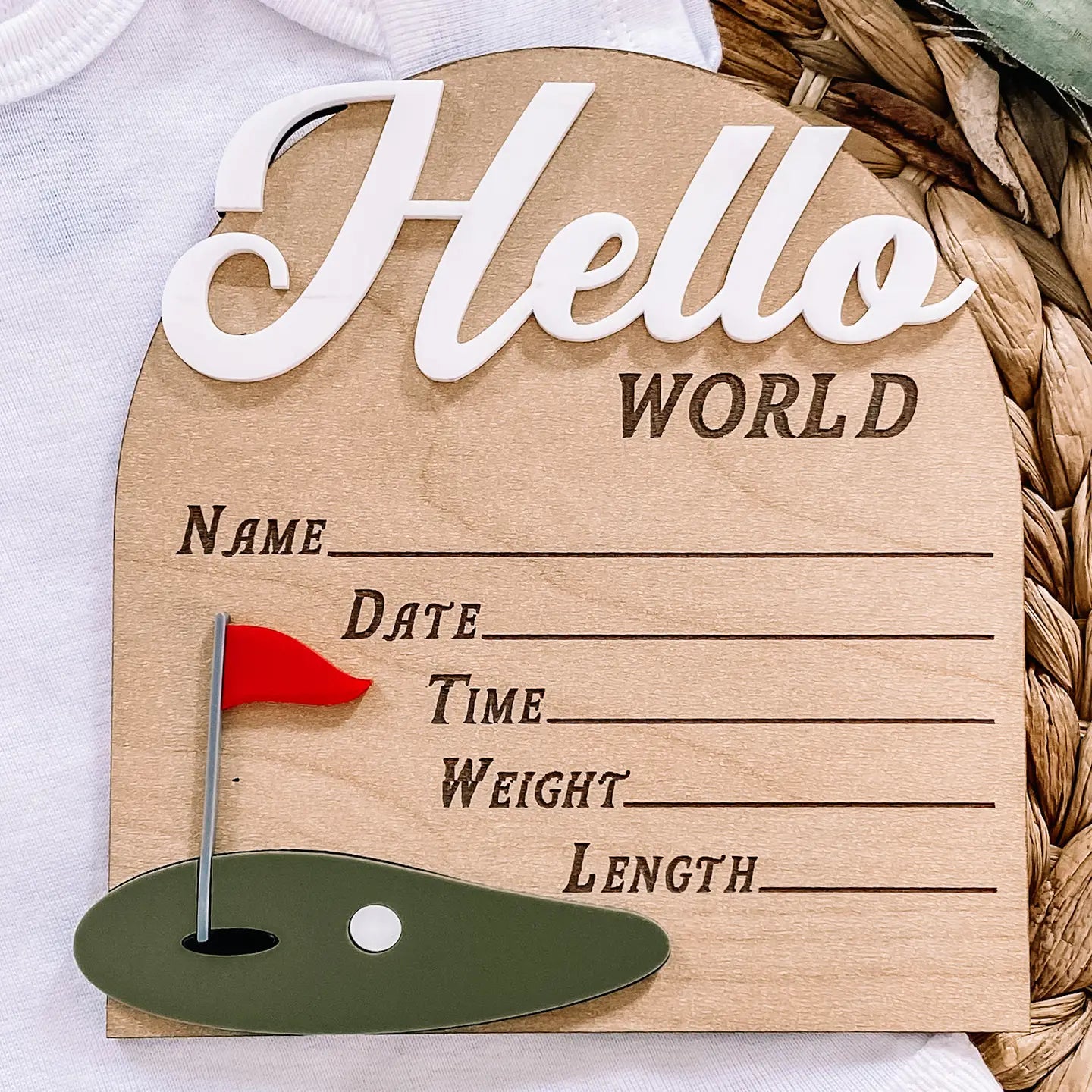 Hello World Birth Stat Sign - Golf
