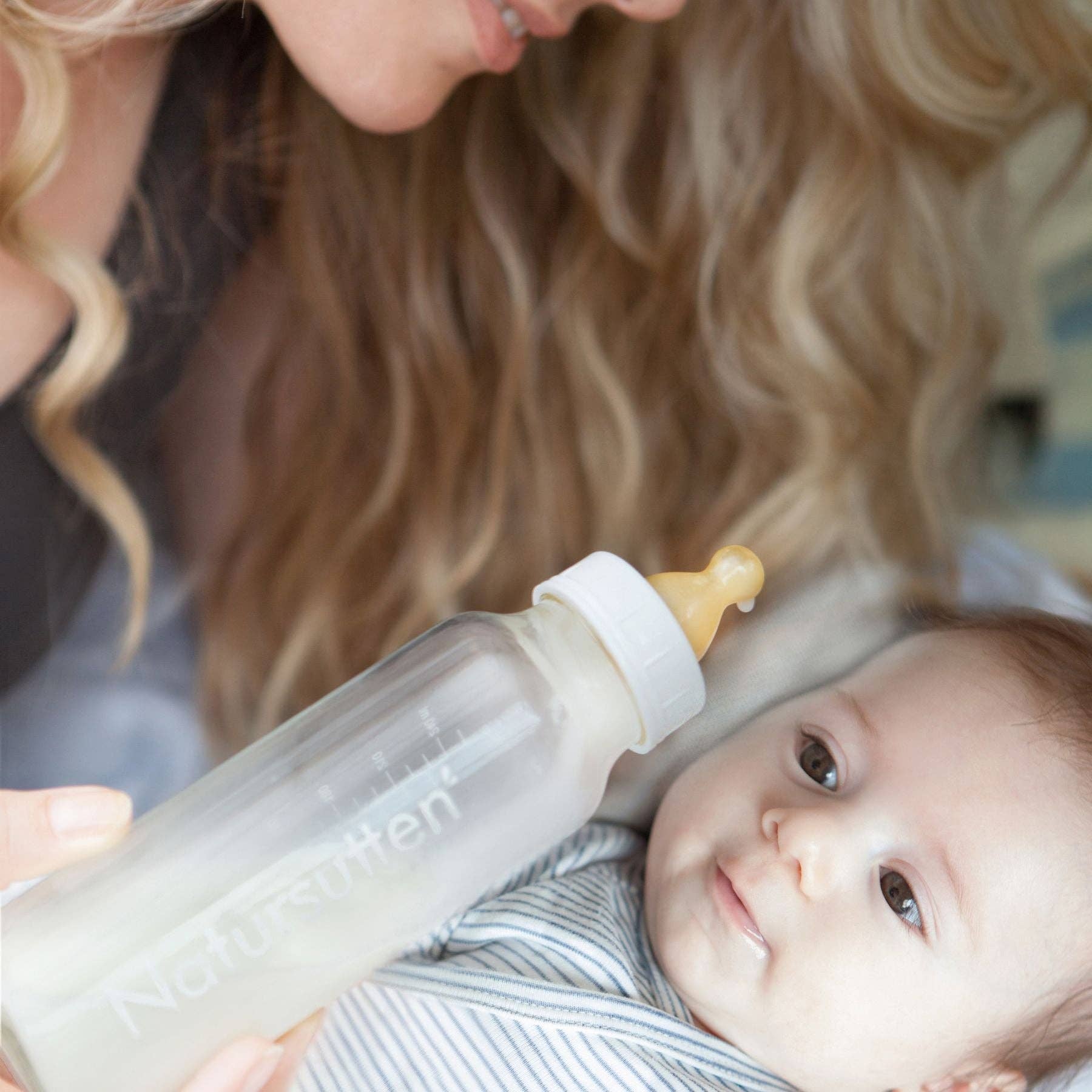 Set of Two Natursutten Glass Baby Bottles (Small & Large)