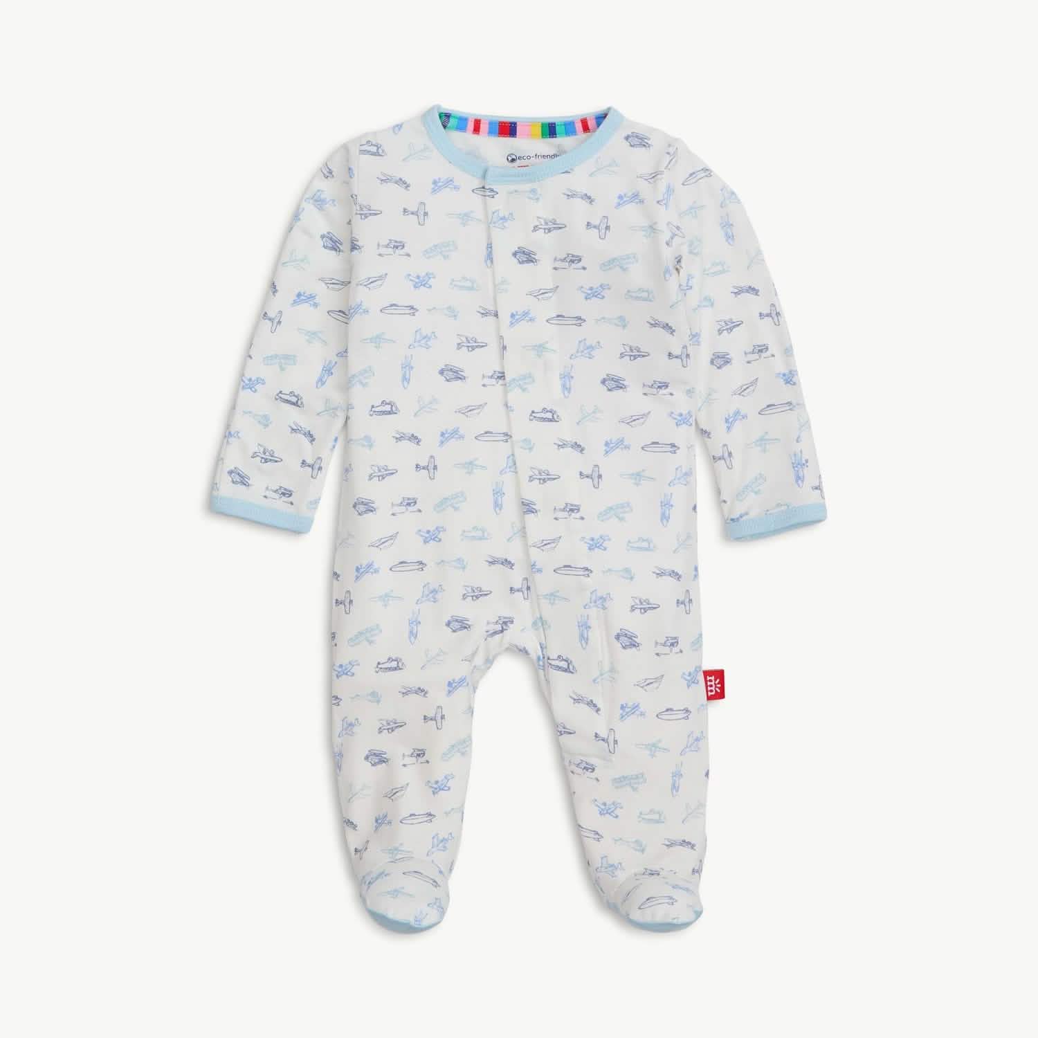 Airplanes Pointelle Magnetic Footie