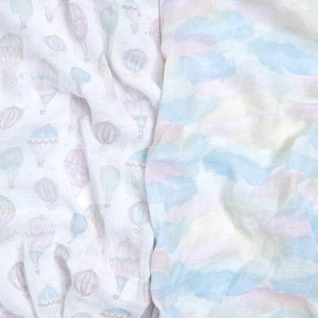 Essentials Cotton Muslin Swaddle Blanket 2 Pack- Above the Clouds