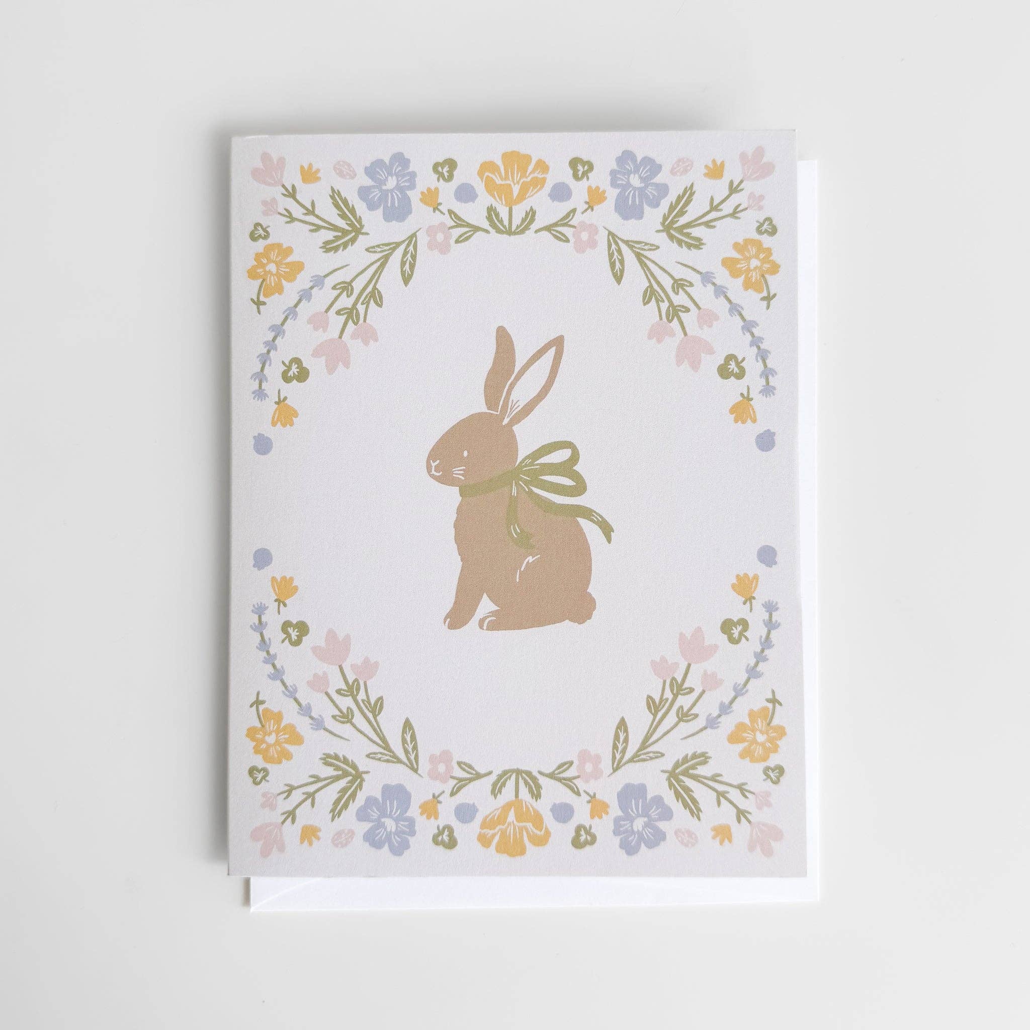 Greeting Card Pastel Floral Bunny Baby Congrats