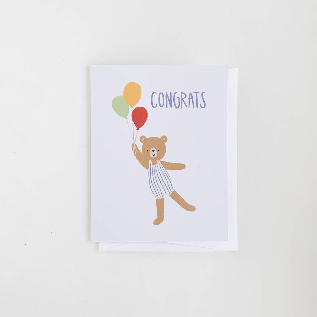 Greeting Card Congrats Balloon Bear Baby Shower Birthday