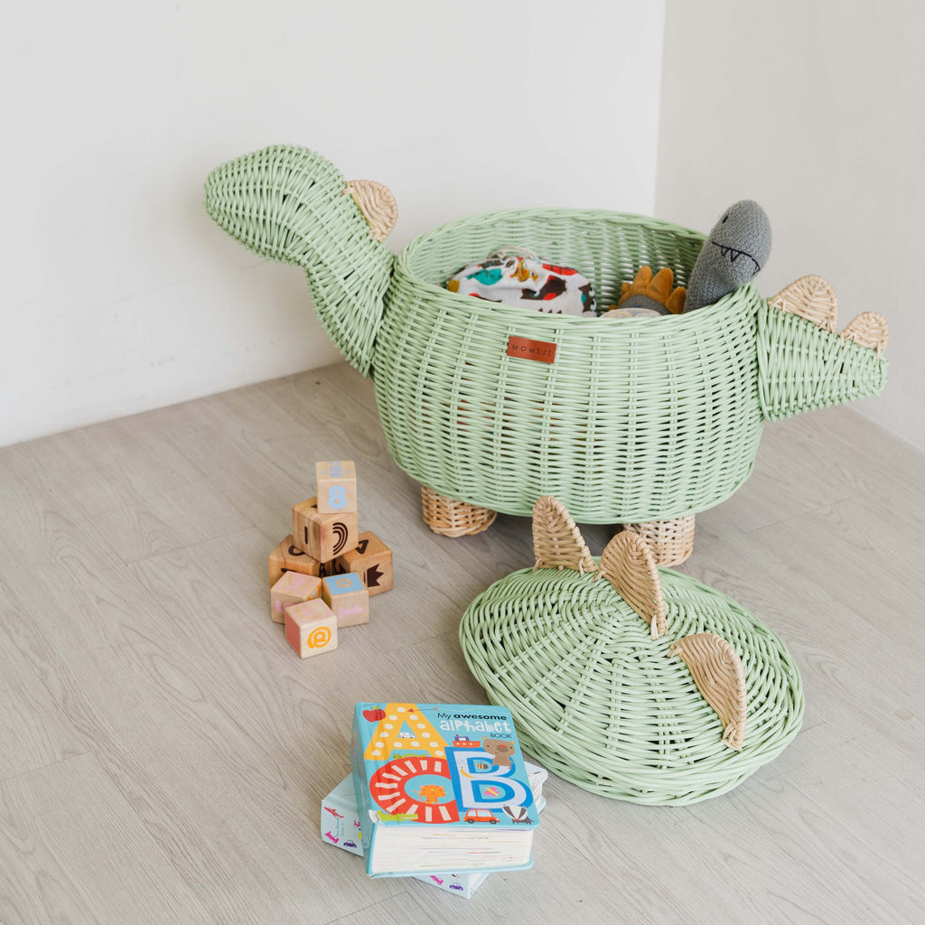 Handcrafted- Dinosaur Storage Basket (Large) -Rattan Wicker