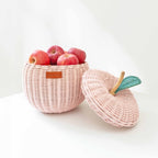 Handcrafted - Apple Basket (Pink) Small - Rattan Wicker