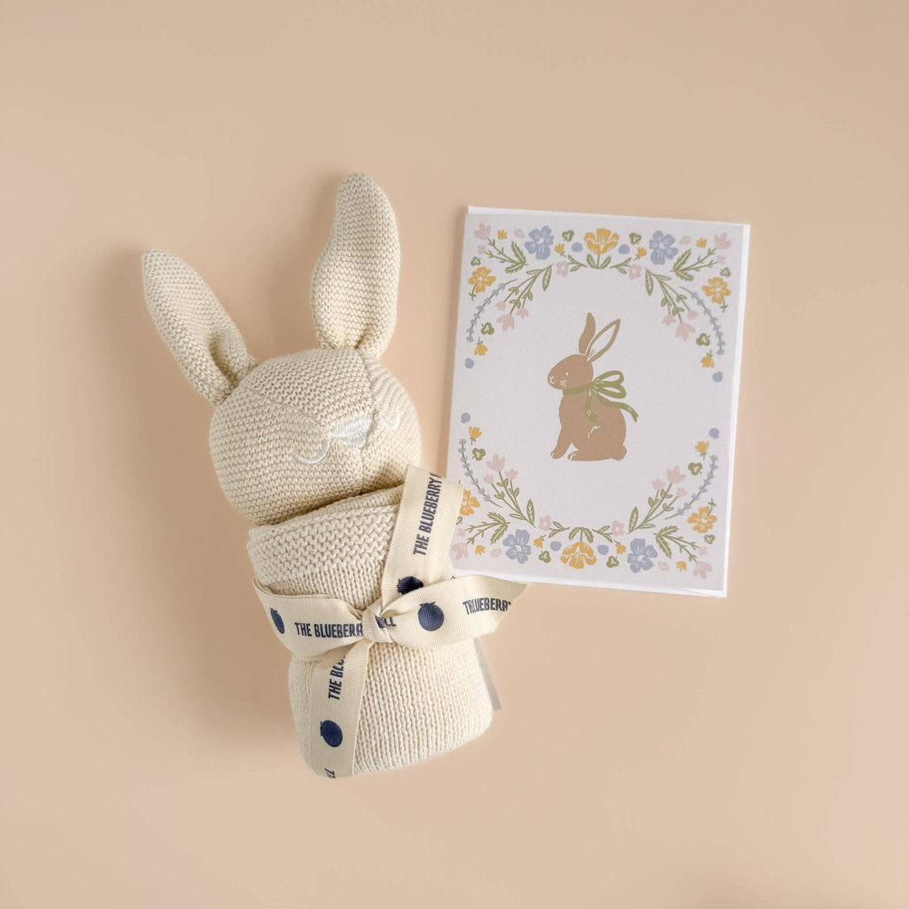 Greeting Card Pastel Floral Bunny Baby Congrats