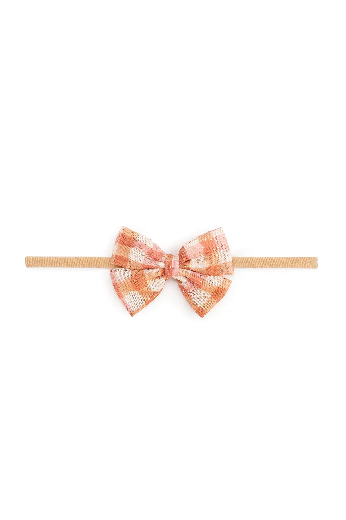 Cinnamon Plaid Tulle Bow Baby Headband