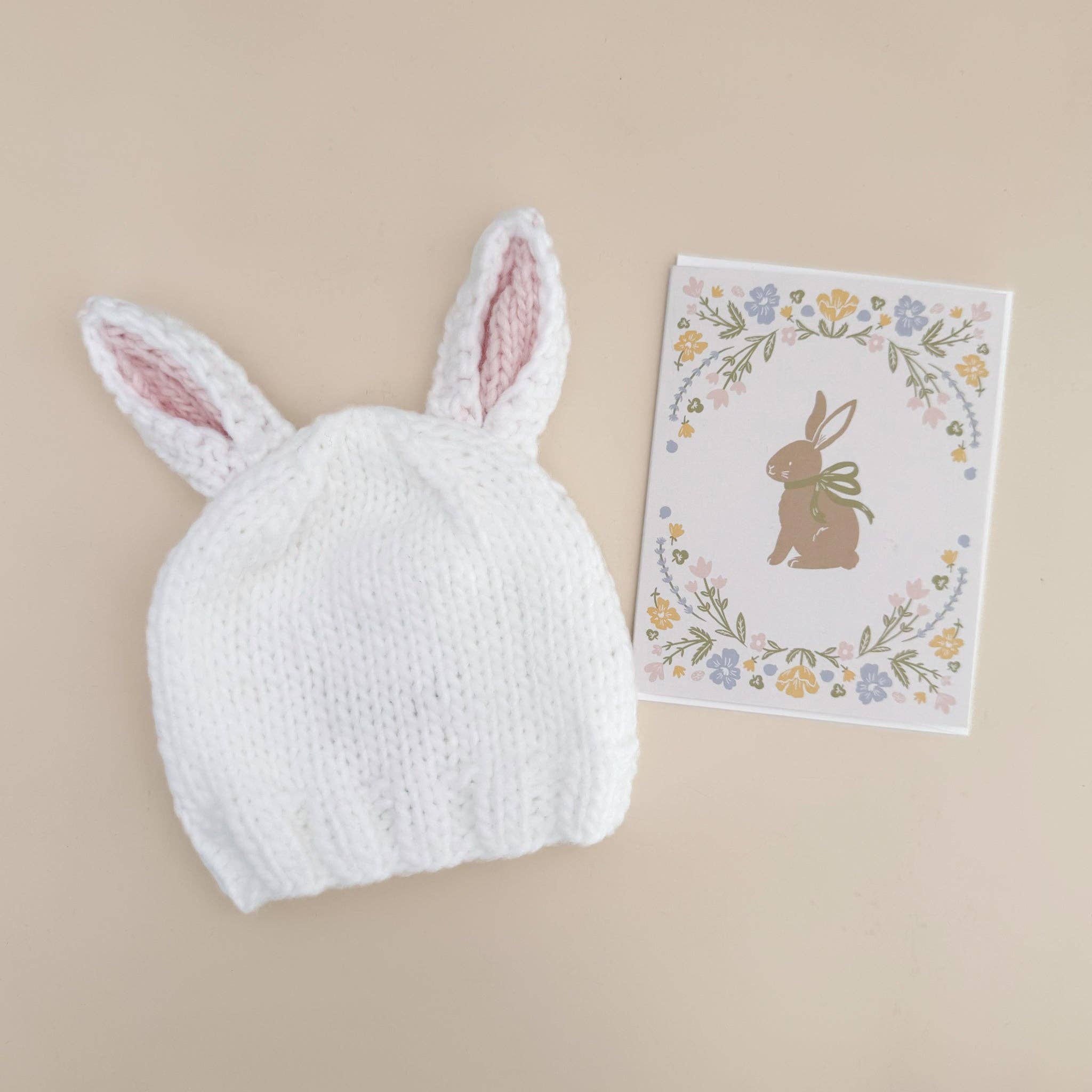 Greeting Card Pastel Floral Bunny Baby Congrats