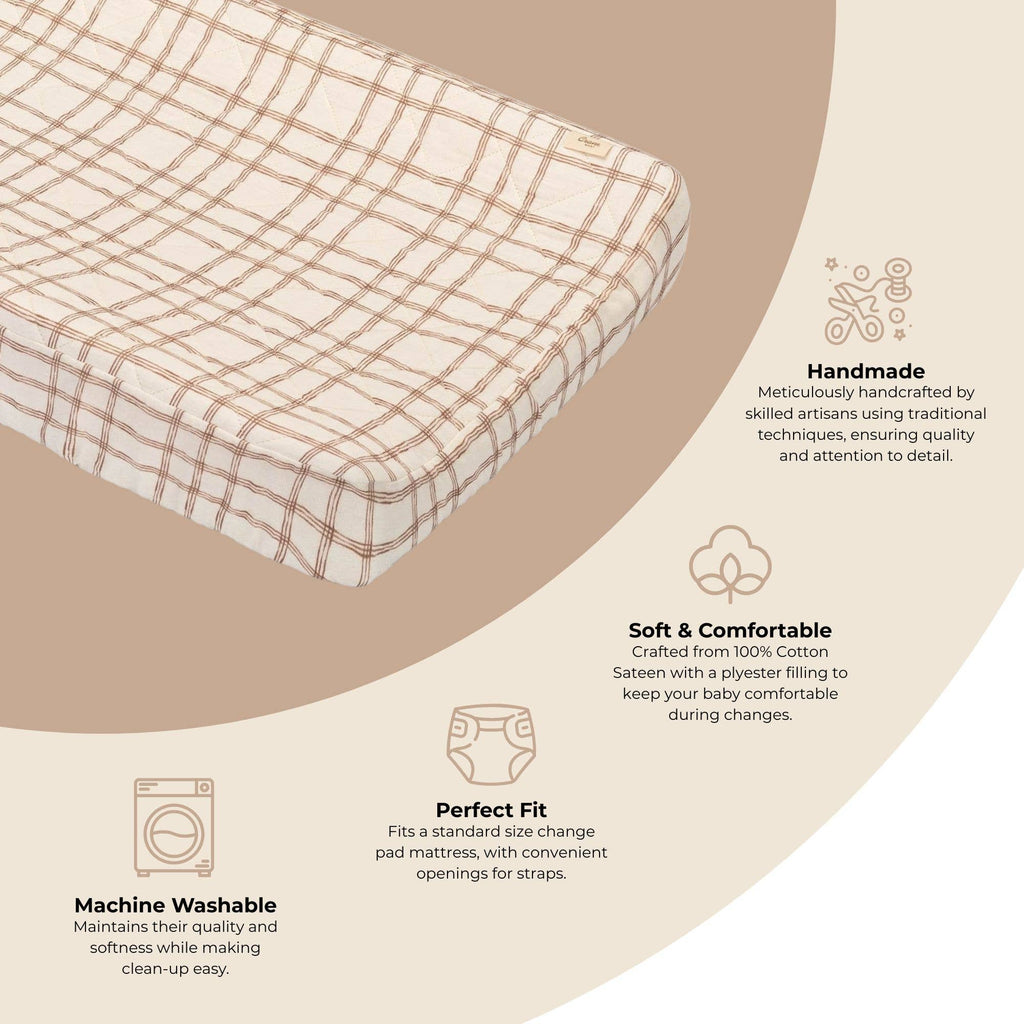 Charlie Farmhouse Quilted Plaid Change Pad Cover