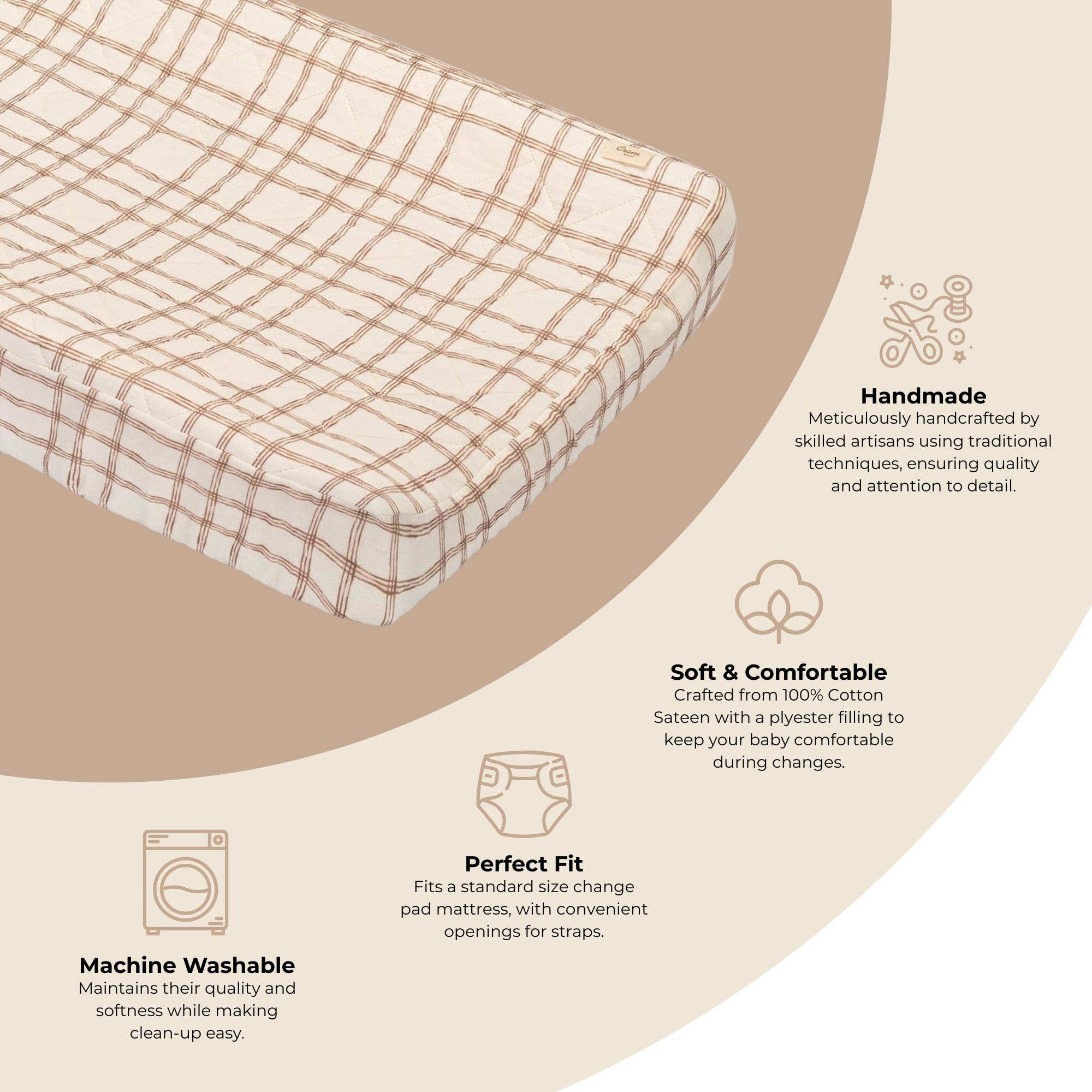 Charlie Farmhouse Quilted Plaid Change Pad Cover