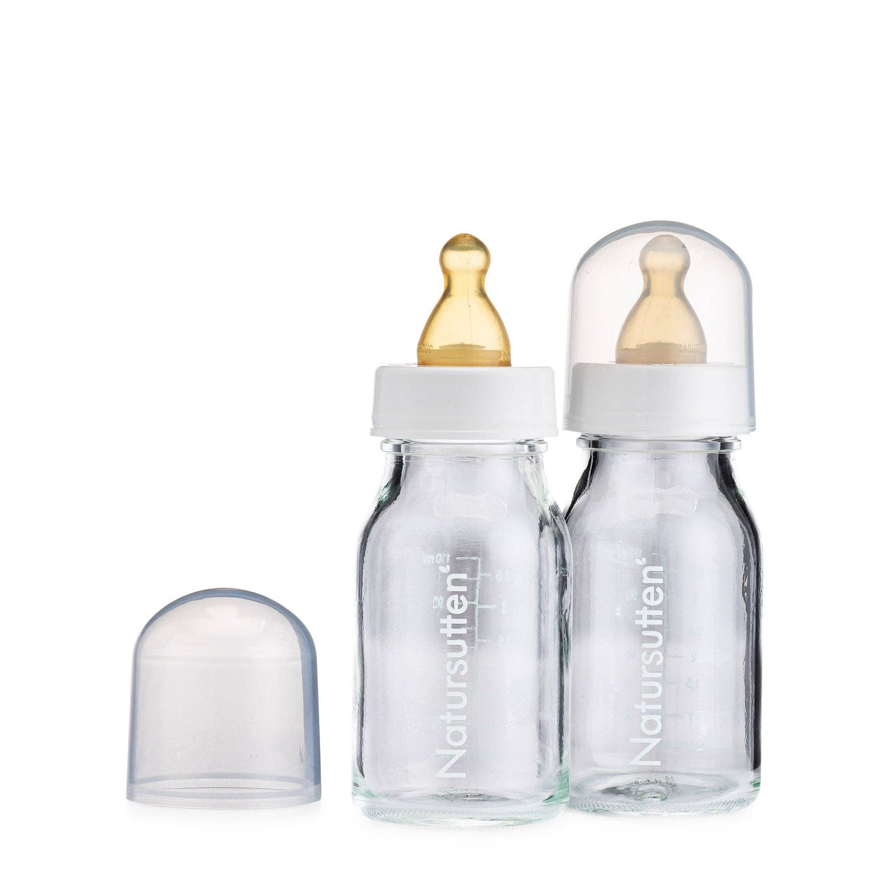Set of Two Natursutten Glass Baby Bottles (Small & Large)