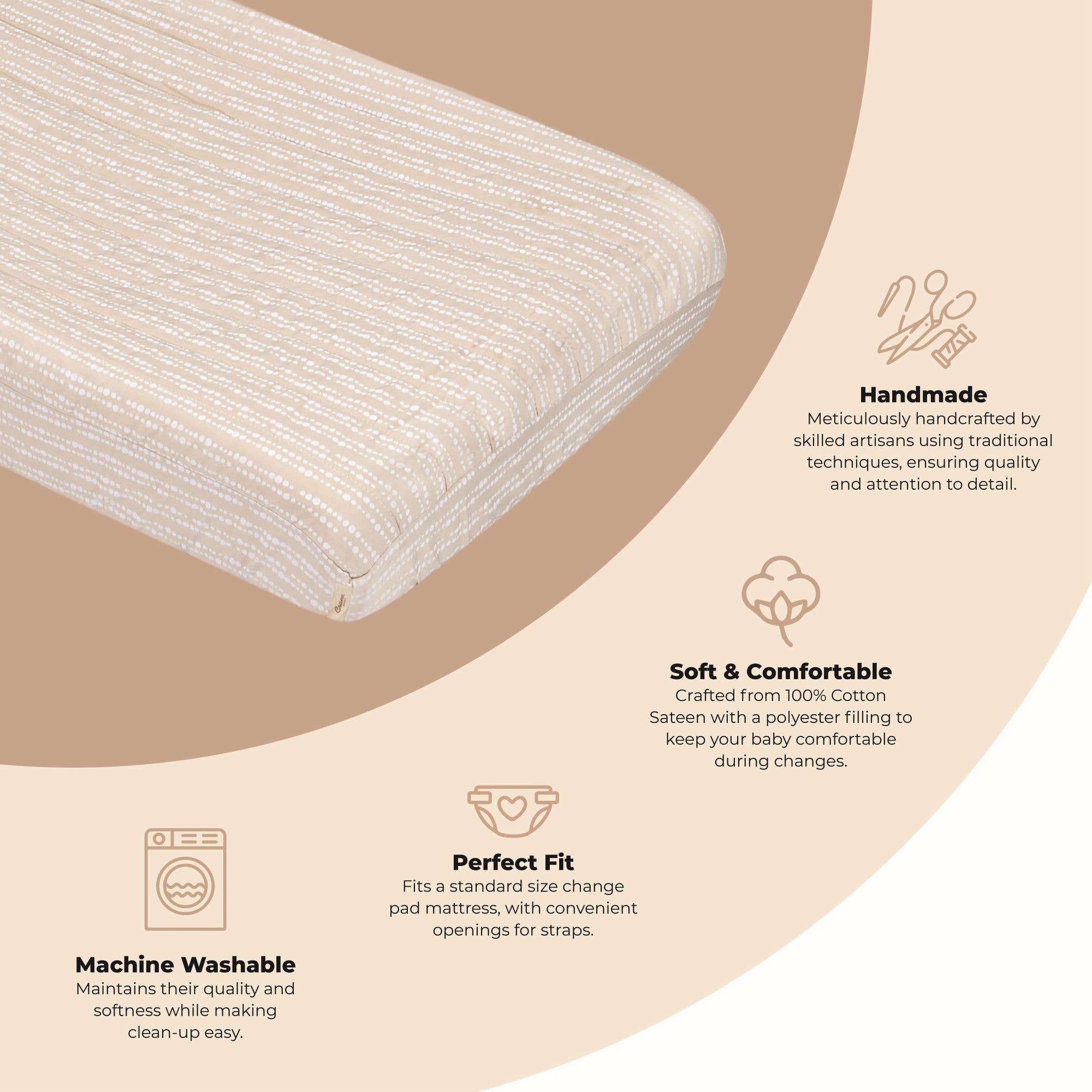 Cove Quilted Change Pad Cover (Neutral Dot)