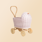 Handcrafted - Colette Doll Stroller (Pink) - Rattan Wicker