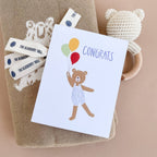 Greeting Card Congrats Balloon Bear Baby Shower Birthday