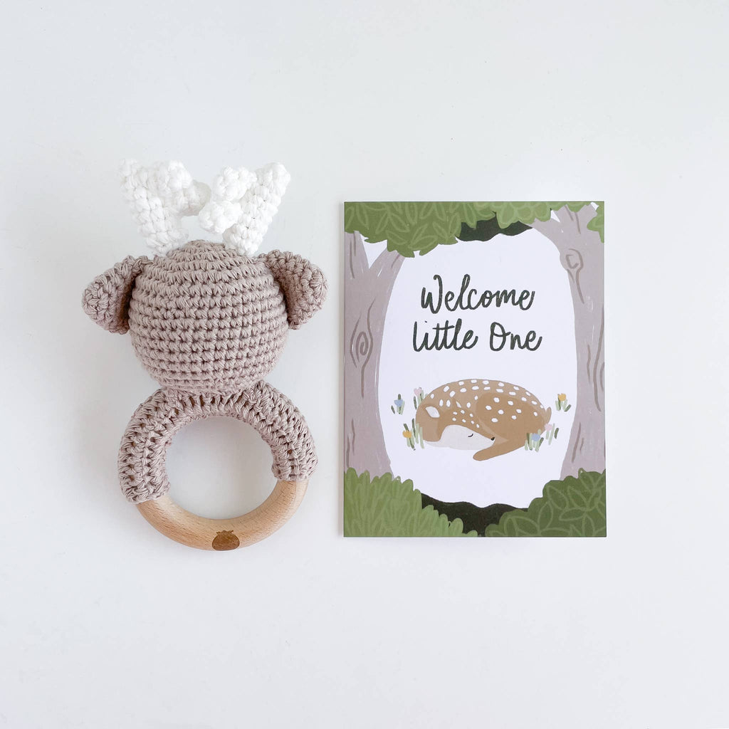 Greeting Card Welcome Little One Deer Baby Newborn Gift