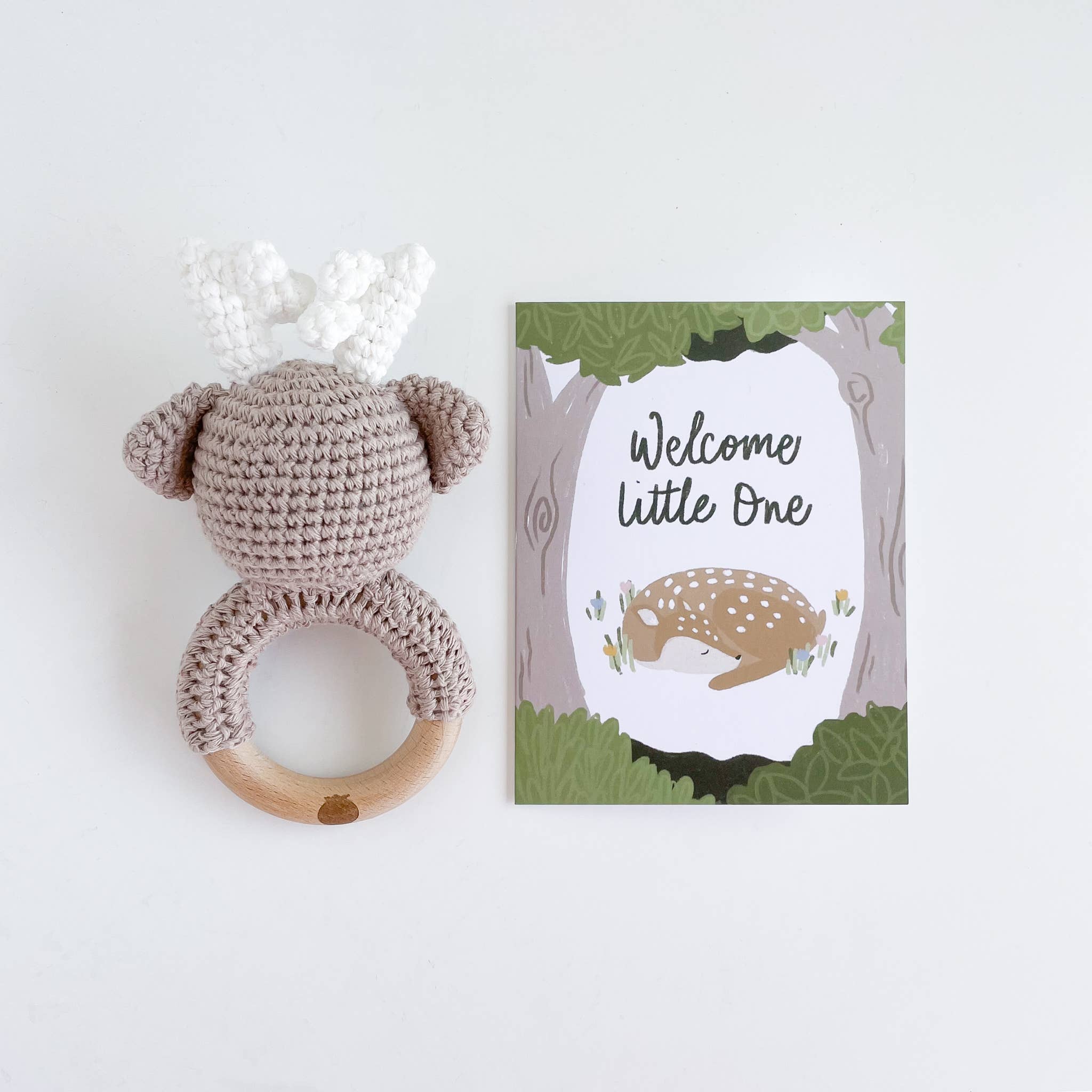 Greeting Card Welcome Little One Deer Baby Newborn Gift