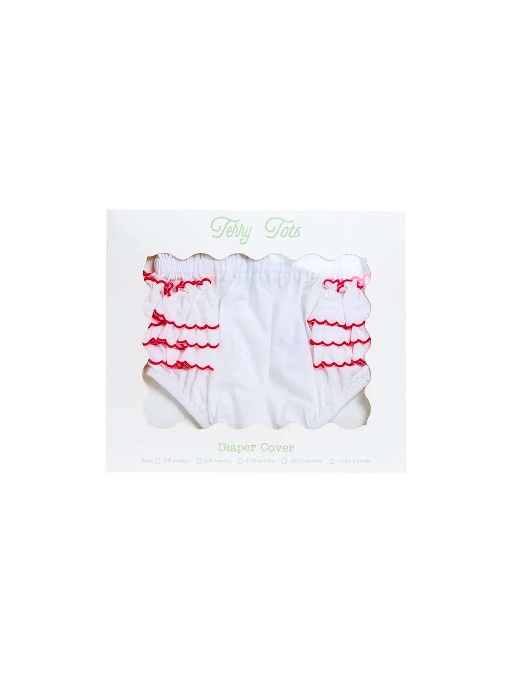 Diaper Cover- White w/ Red Side Ruffles