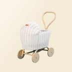 Handcrafted - Colette Doll Stroller (White) - Rattan Wicker