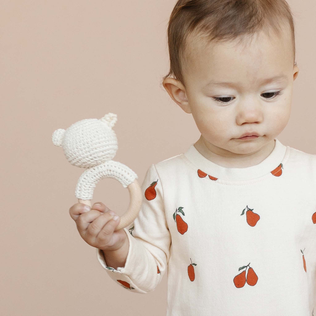 Teether Bear Cotton Rattle Baby Newborn Gift Toy