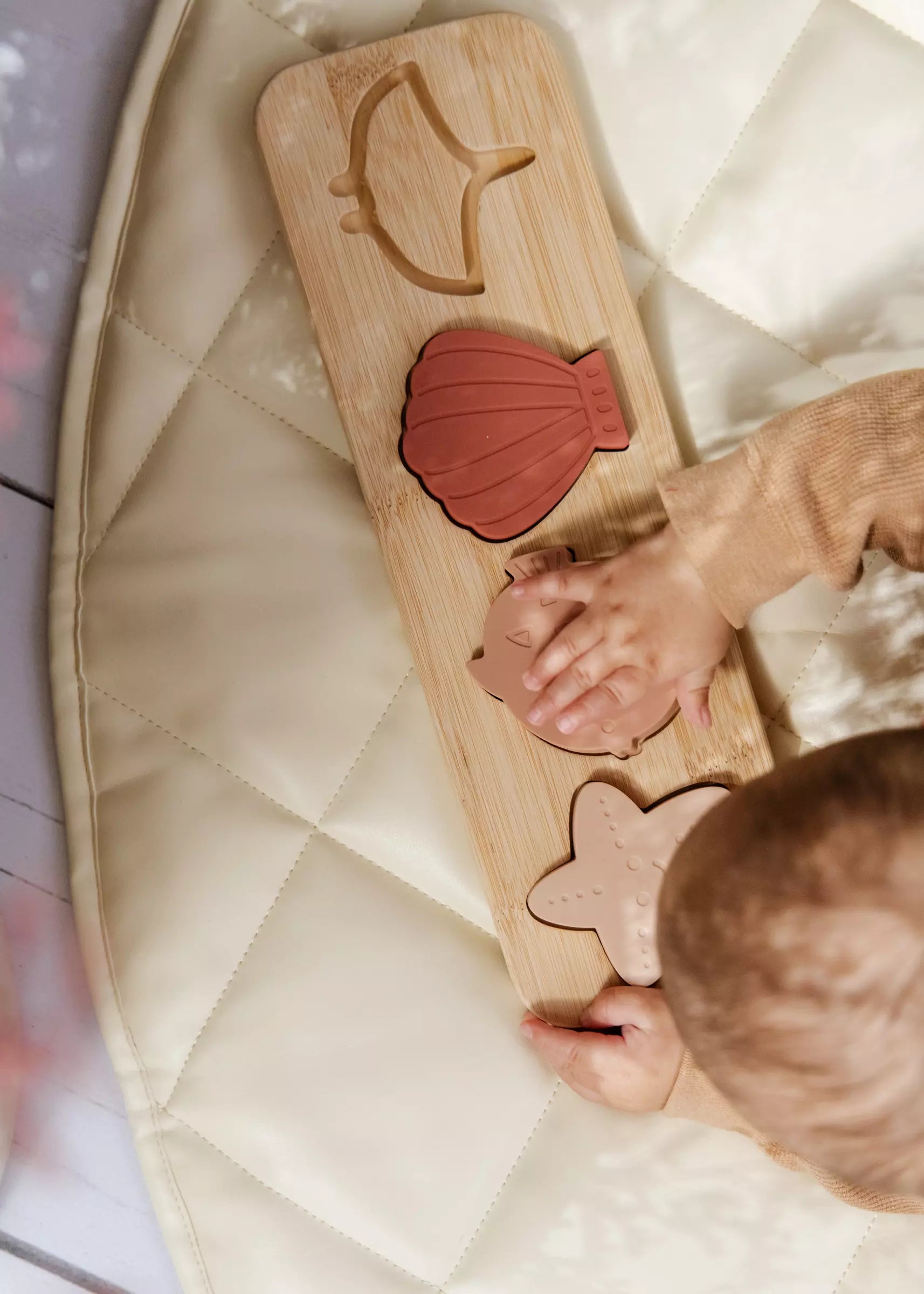 Silicone Puzzle on Wooden Plate- Ocean