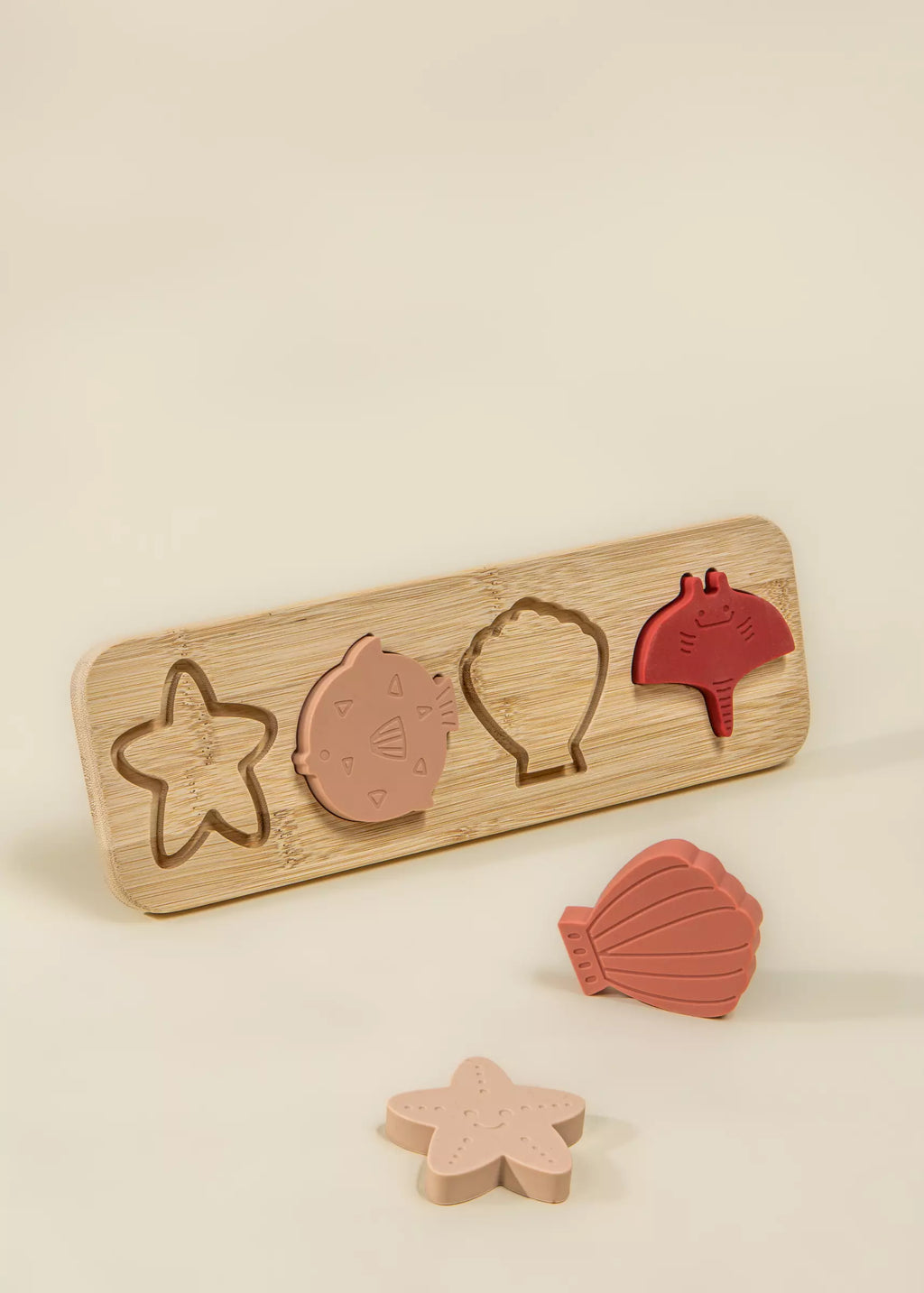 Silicone Puzzle on Wooden Plate- Ocean