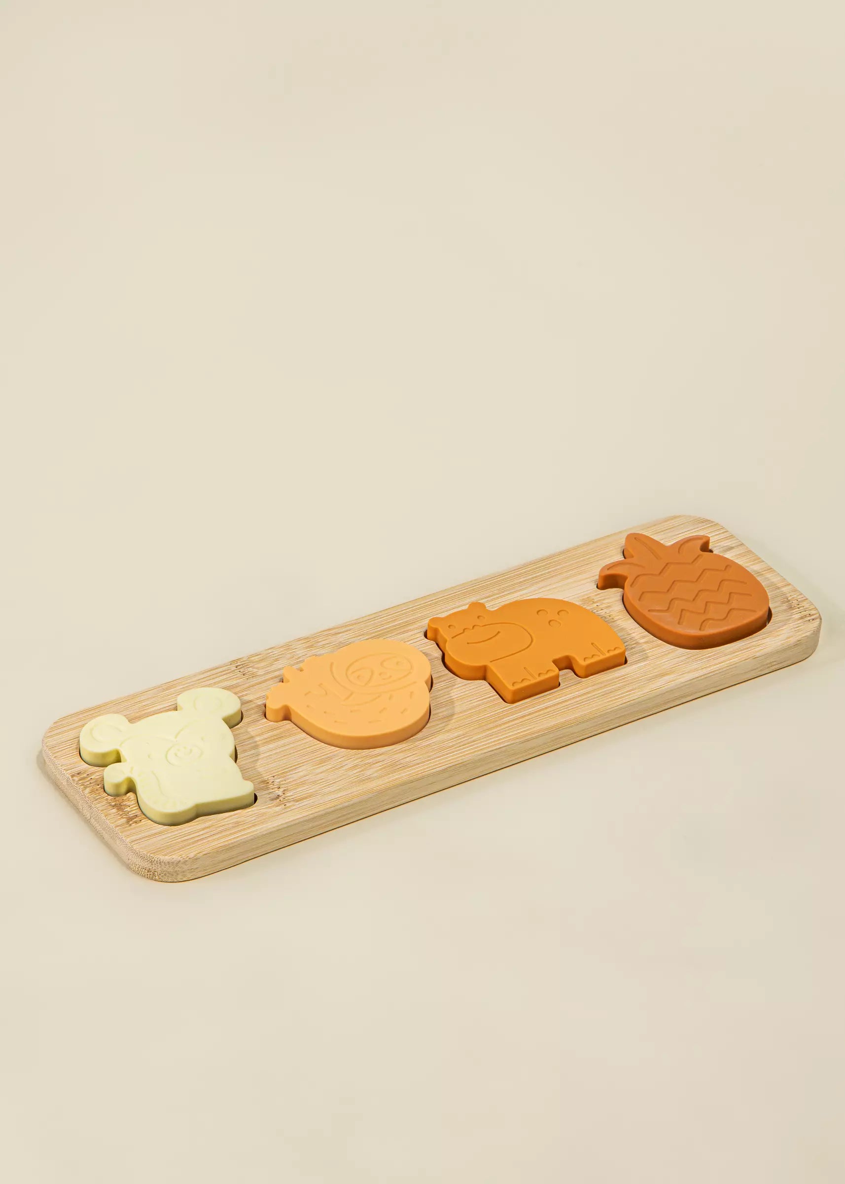 Silicone Puzzle on Wooden Plate- Jungle