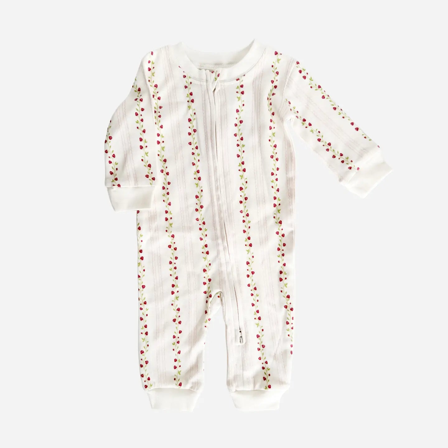 Organic Cotton Zipper Romper- Strawberry