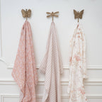 Violet Floral 100% Cotton Muslin Swaddle Blankets (Set of 3)