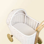 Handcrafted - Colette Doll Stroller (White) - Rattan Wicker