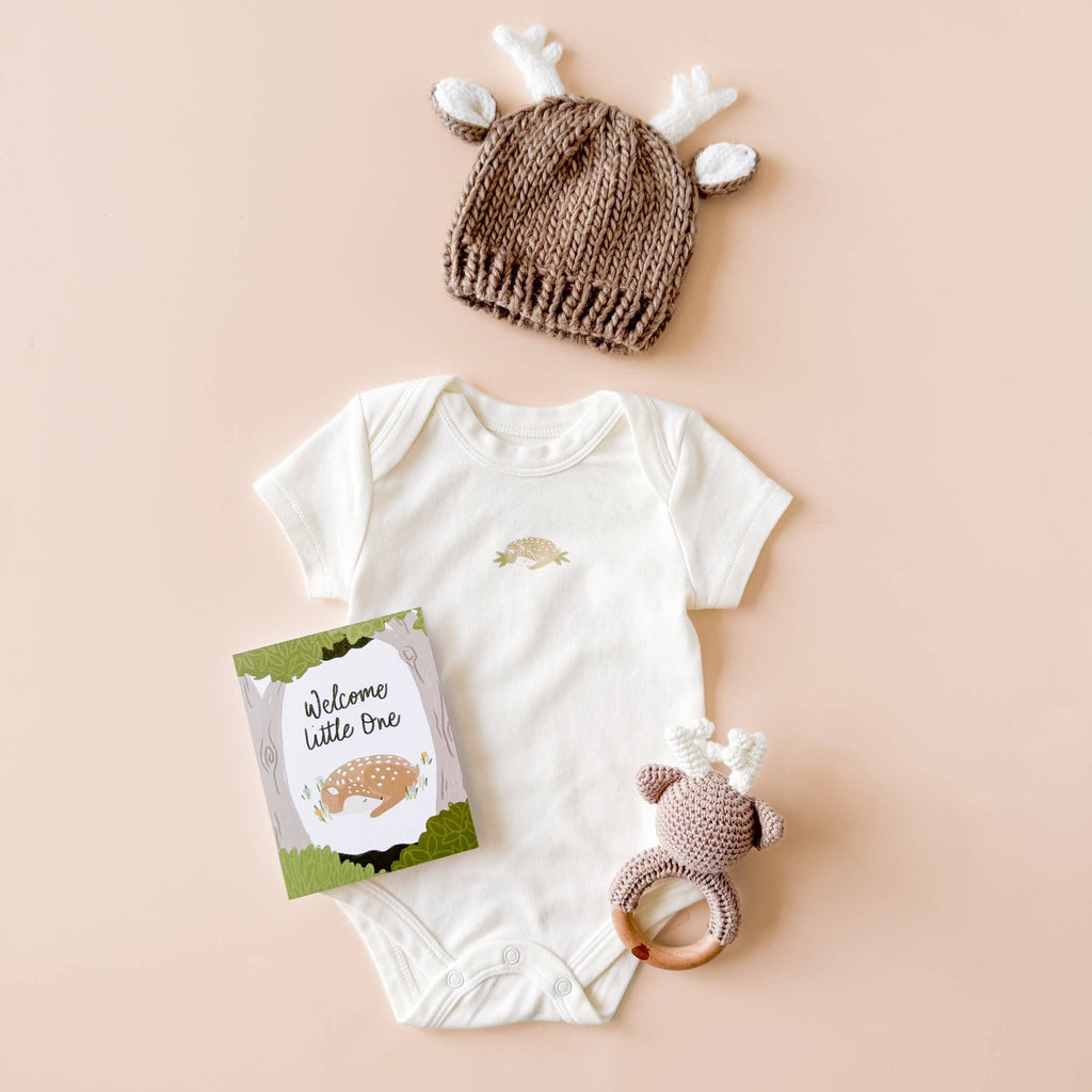 Greeting Card Welcome Little One Deer Baby Newborn Gift